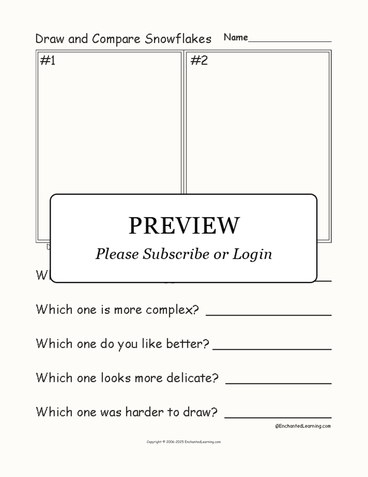 Draw and Compare Snowflakes interactive worksheet page 1