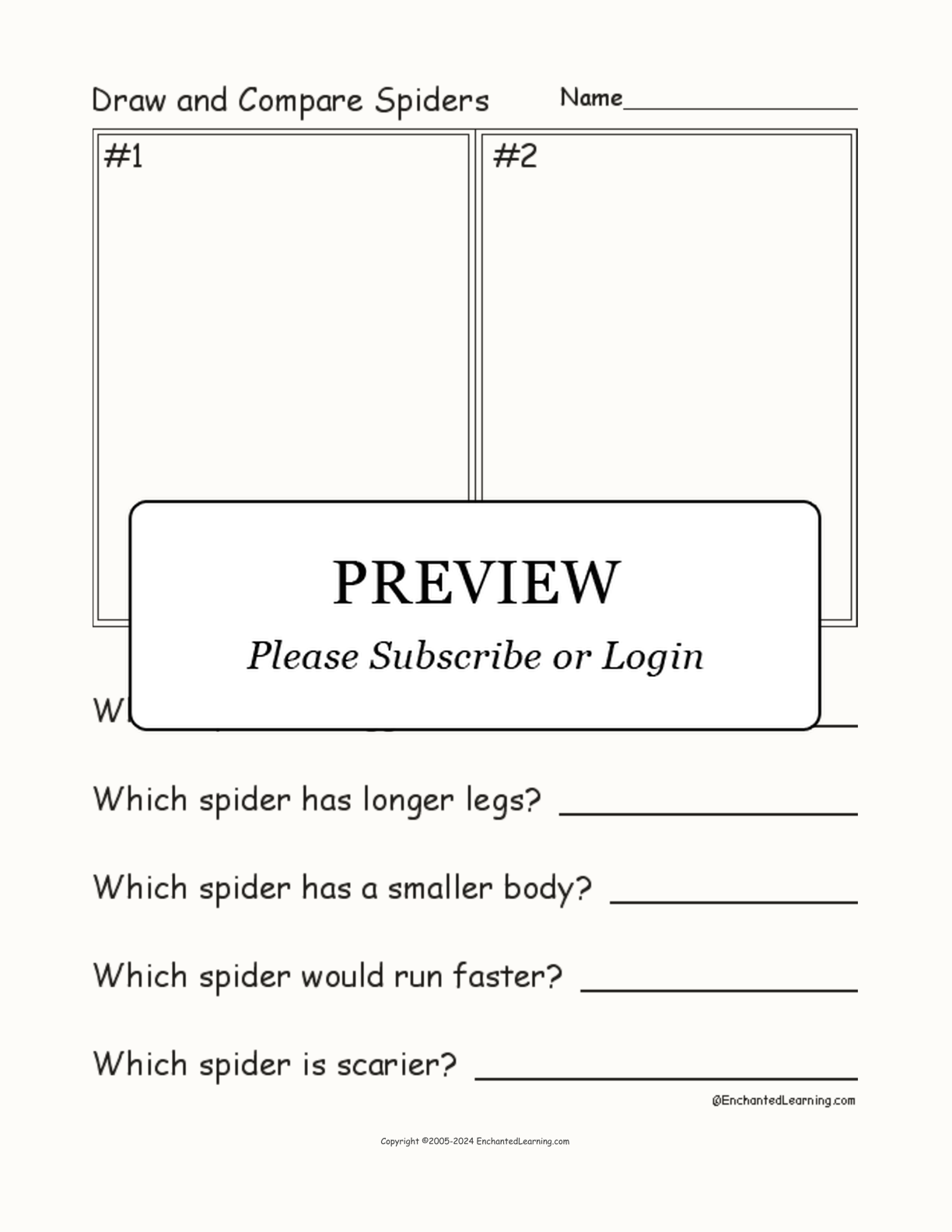 Draw and Compare Spiders interactive worksheet page 1