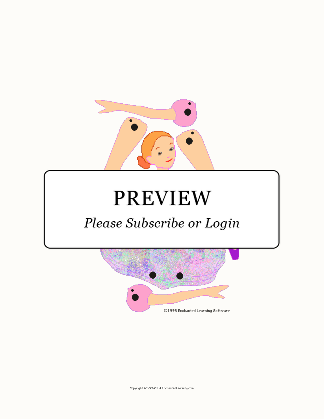Ballerina Marionette Template interactive printout page 1
