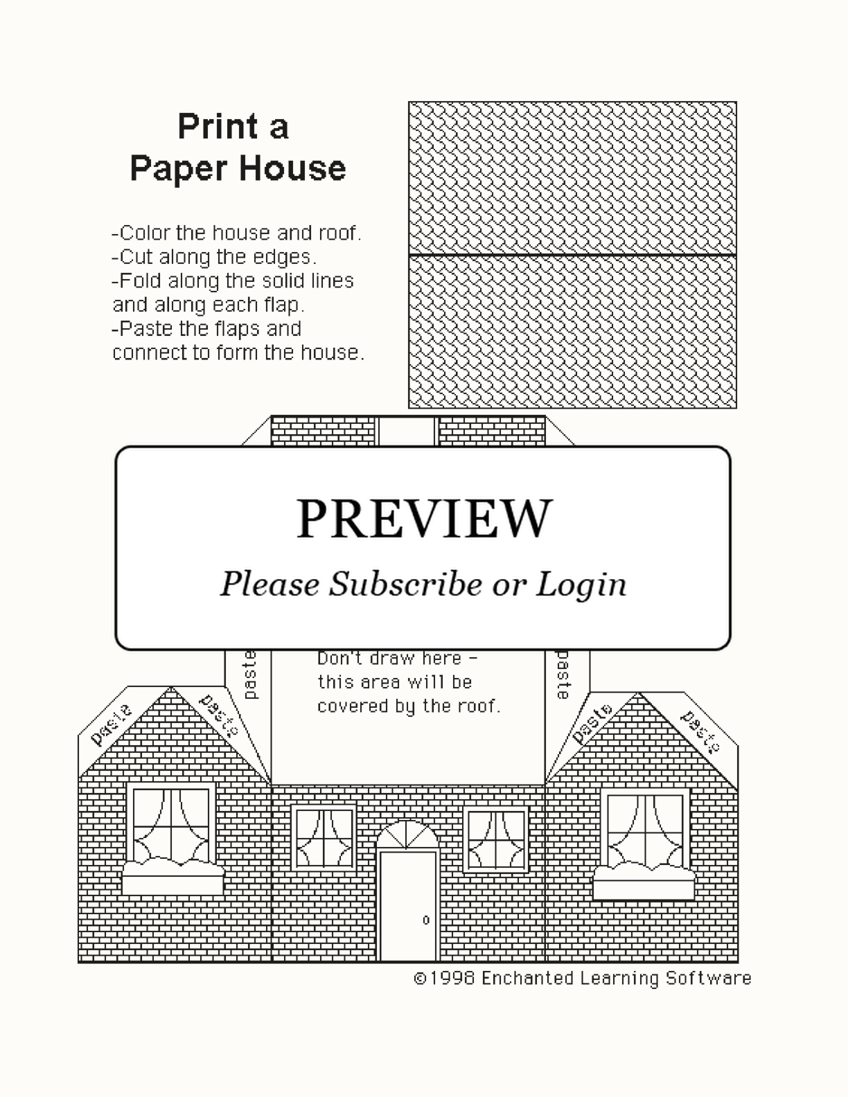 Paper House Template interactive printout page 1