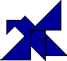 A finished tangram puzzle of a bird.