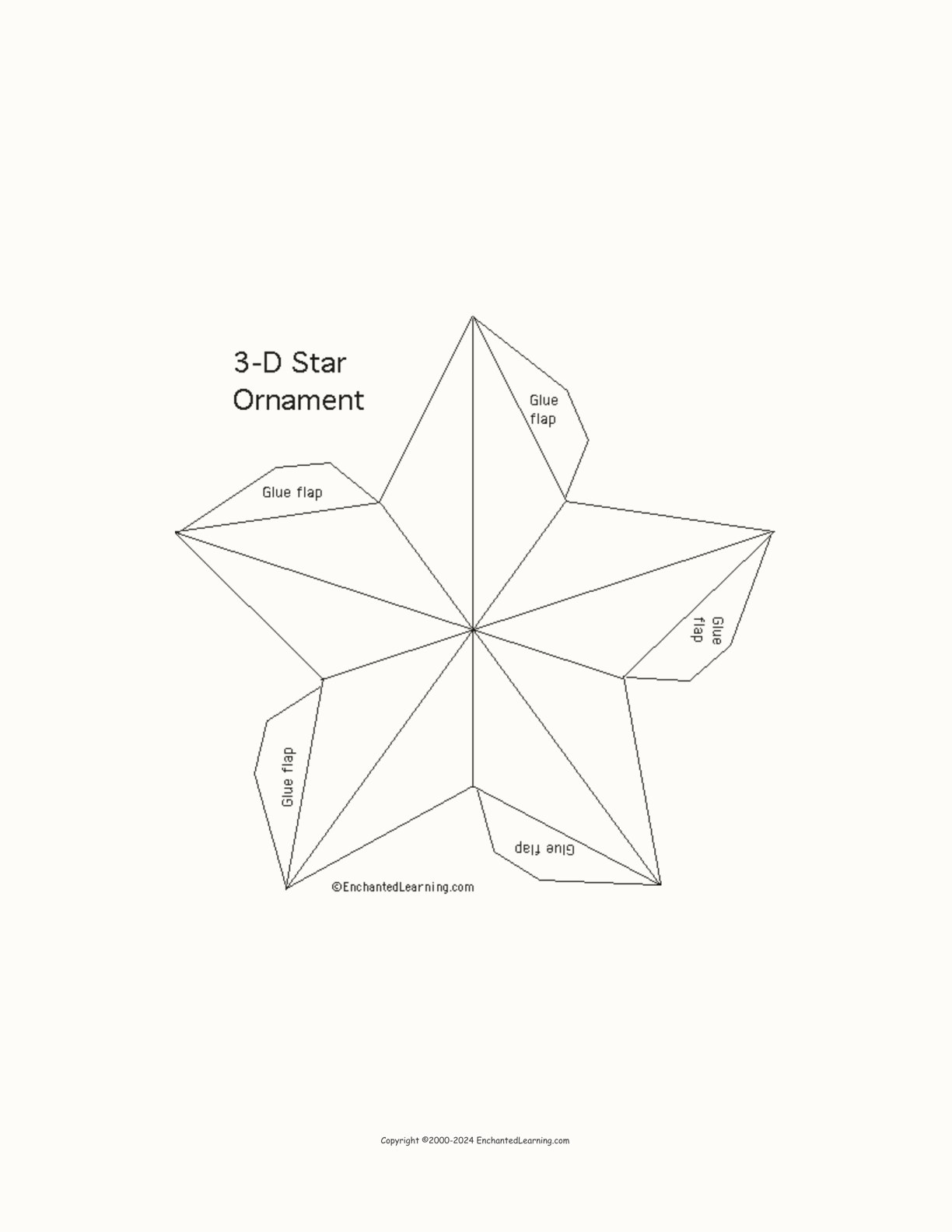 3-D Star Template Printout interactive printout page 1