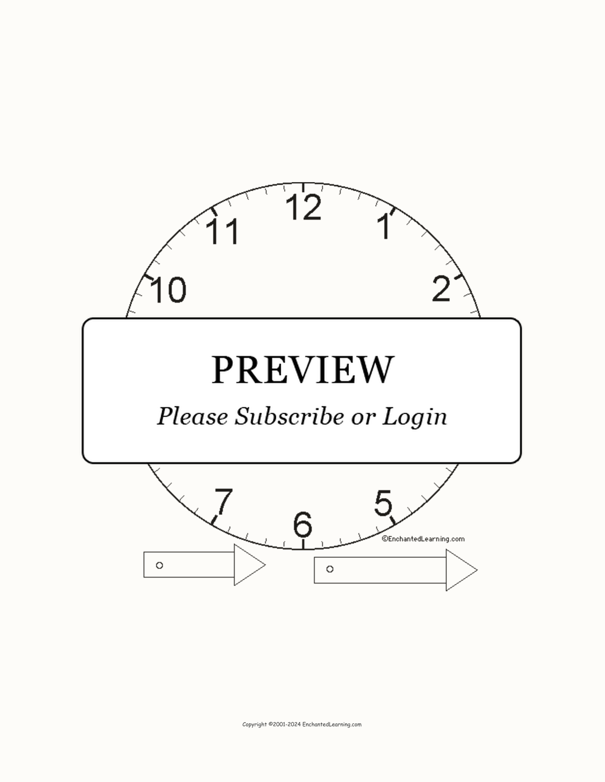 Clock Craft Template interactive printout page 1