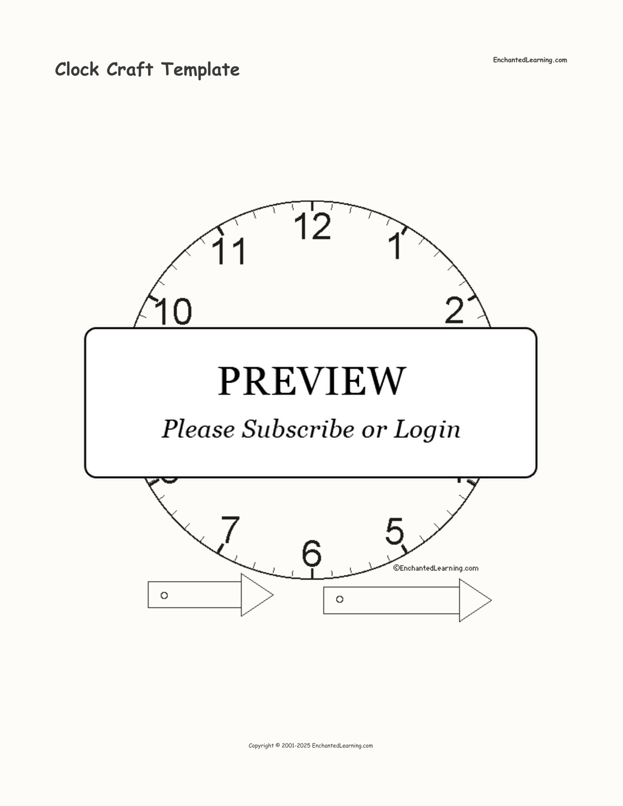 Clock Craft Template interactive printout page 1