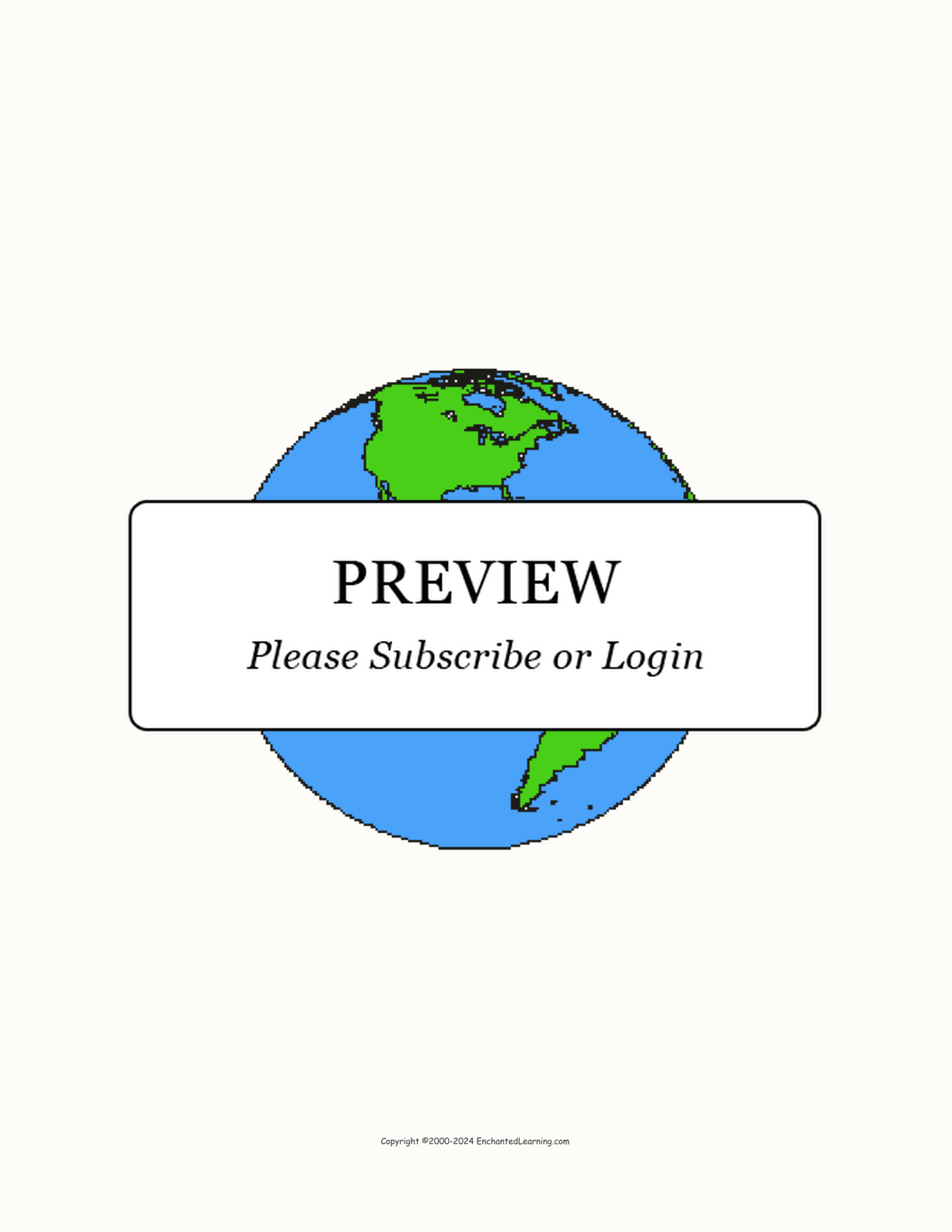 Earth Western Hemisphere template interactive printout page 1