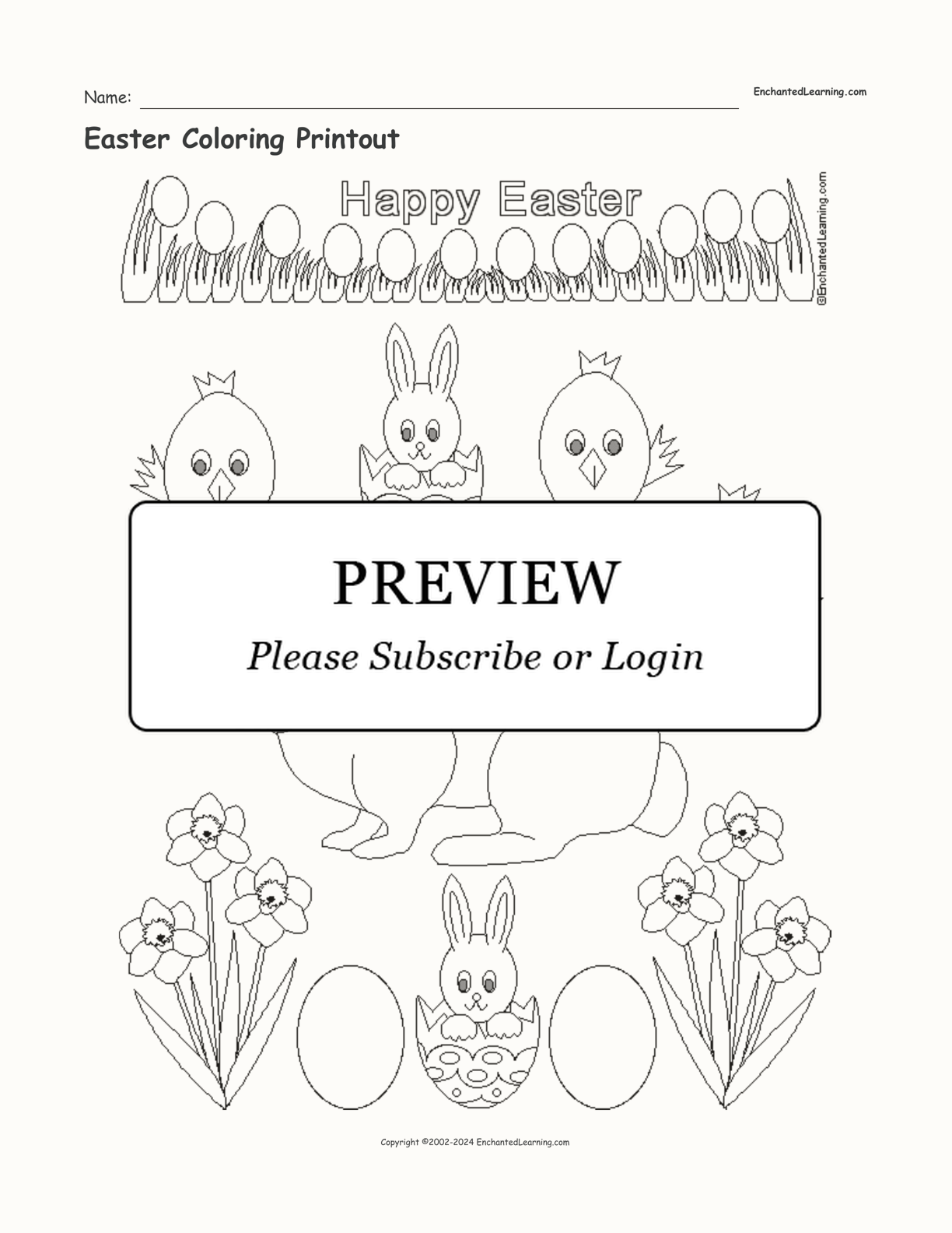 Easter Coloring Printout interactive printout page 1