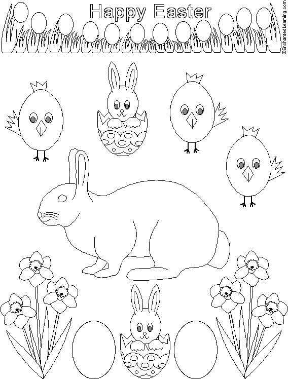 Download Easter Printout - black and white - EnchantedLearning.com