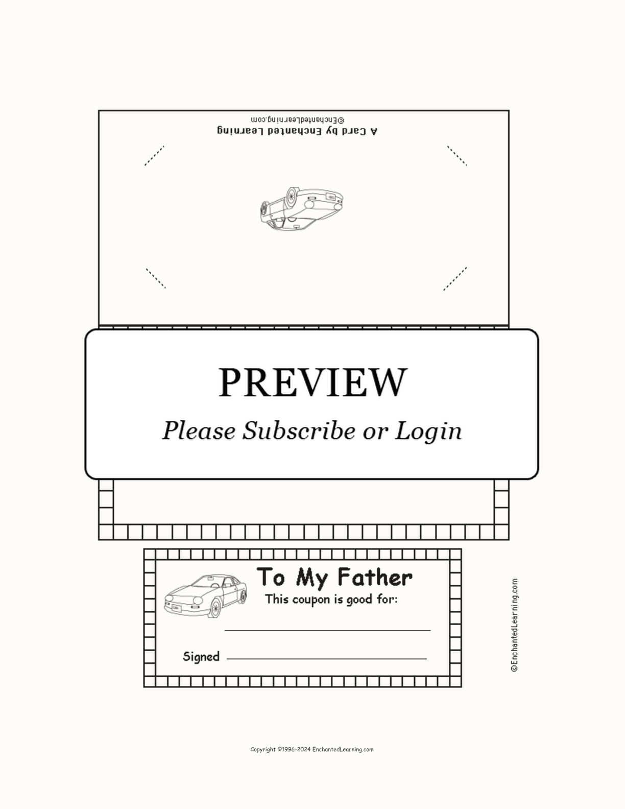 Father's Day Coupon Card Template (Black and White) interactive printout page 1