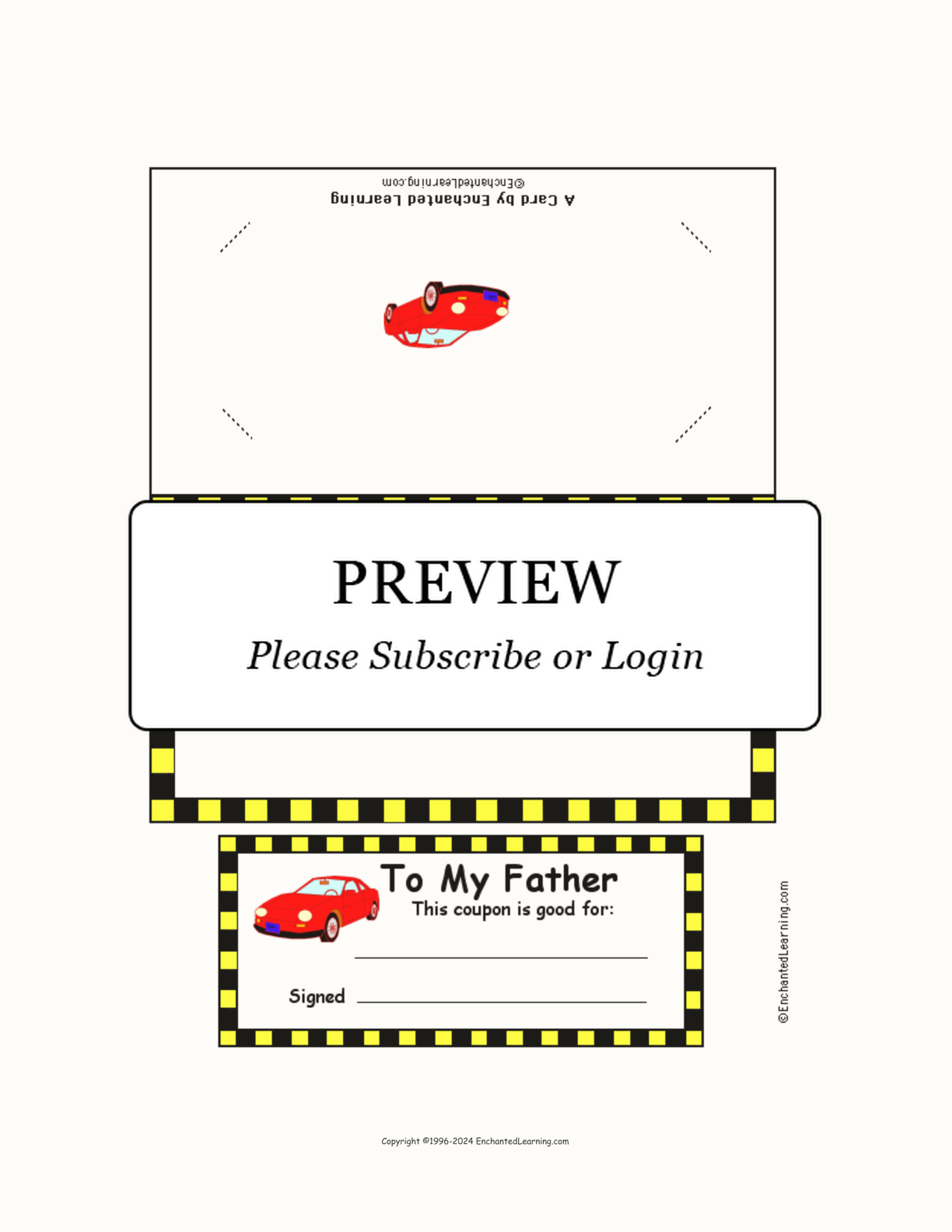 Father's Day Coupon Card Template (Color) interactive printout page 1