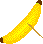 Cutting through the banana.