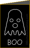 A drawn ghost on the black card.