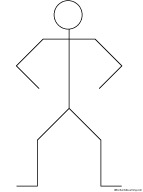 The rough outline of a human stick figure body, to use as a template.