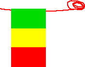 Mali's flag on a string.