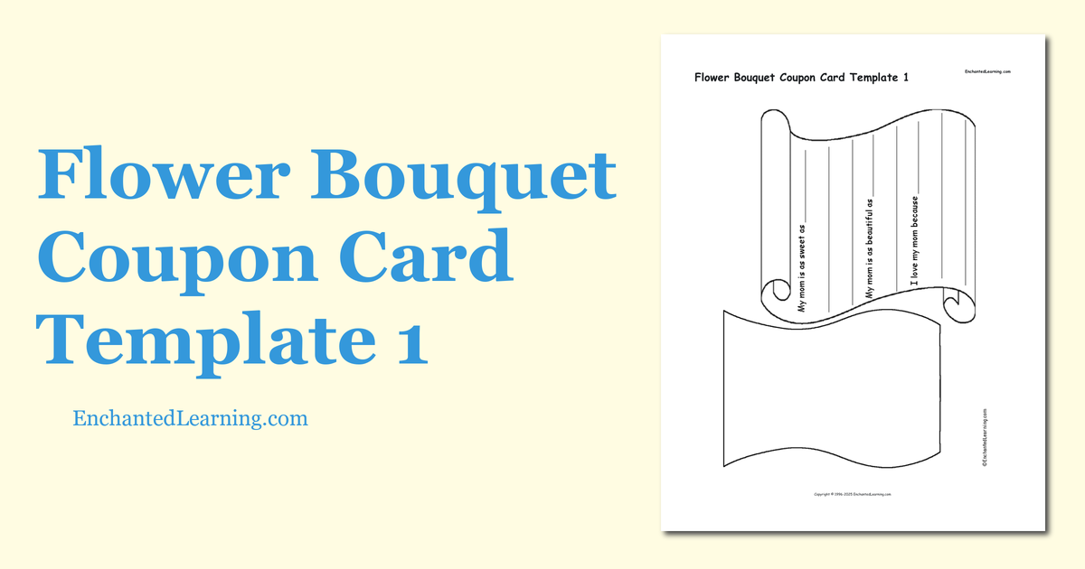 Flower Bouquet Coupon Card Template 1 Enchanted Learning