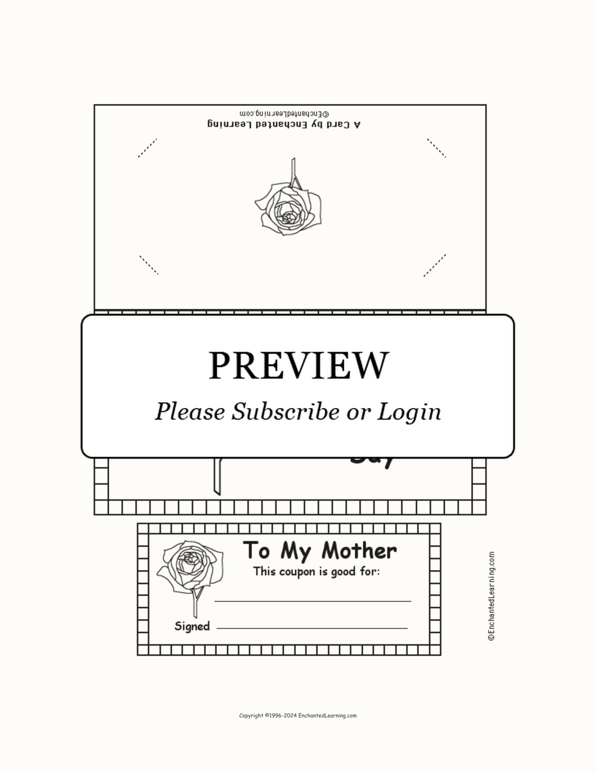 Mother's Day Coupon Card Template (in Black and White) interactive printout page 1