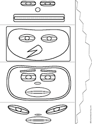 A template with rectangles for four animal faces