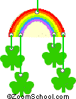 A finished rainbow mobile craft with only shamrocks.