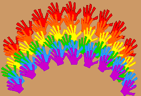 A finished handprint rainbow.