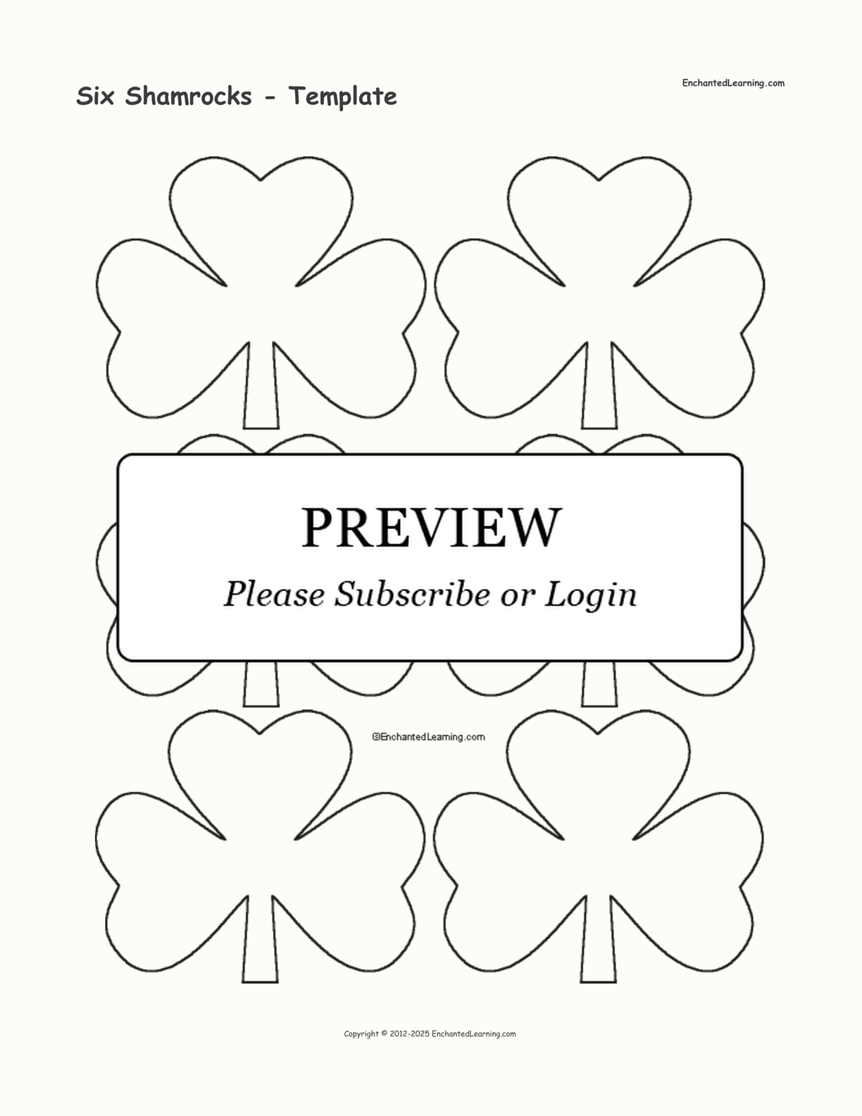 Six Shamrocks - Template interactive printout page 1