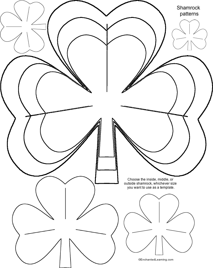 St. Patrick's Day Shamrock Templates for Crafts Enchanted Learning