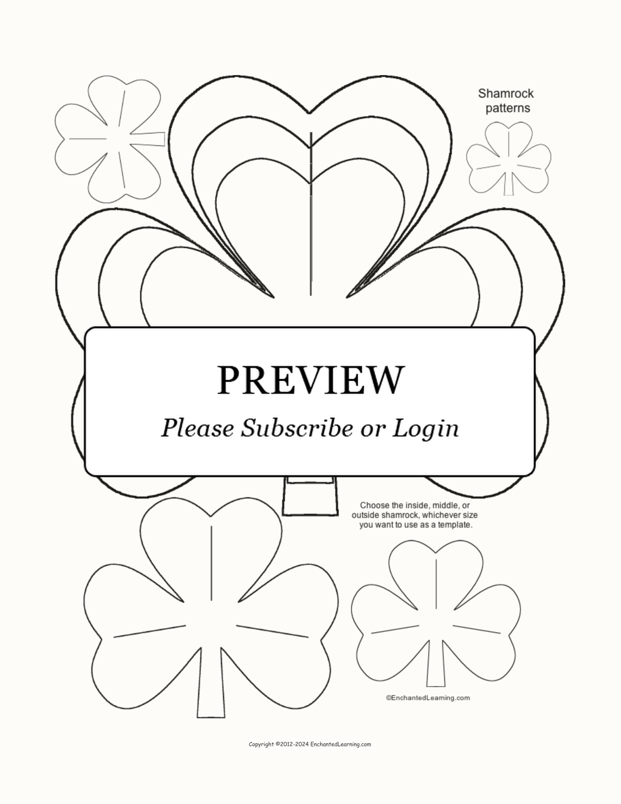 Multi-sized Shamrock Template to Print interactive printout page 1