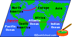 Painting the continents green and labelling the geography.