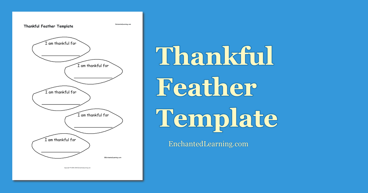 Thankful Feather Template Enchanted Learning Thankful Feather Template Enchanted Learning