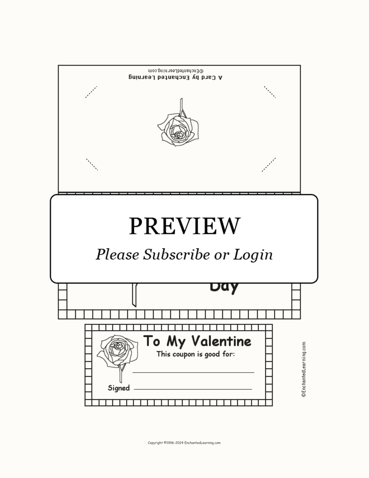 Valentine Rose Coupon Card Template interactive printout page 1