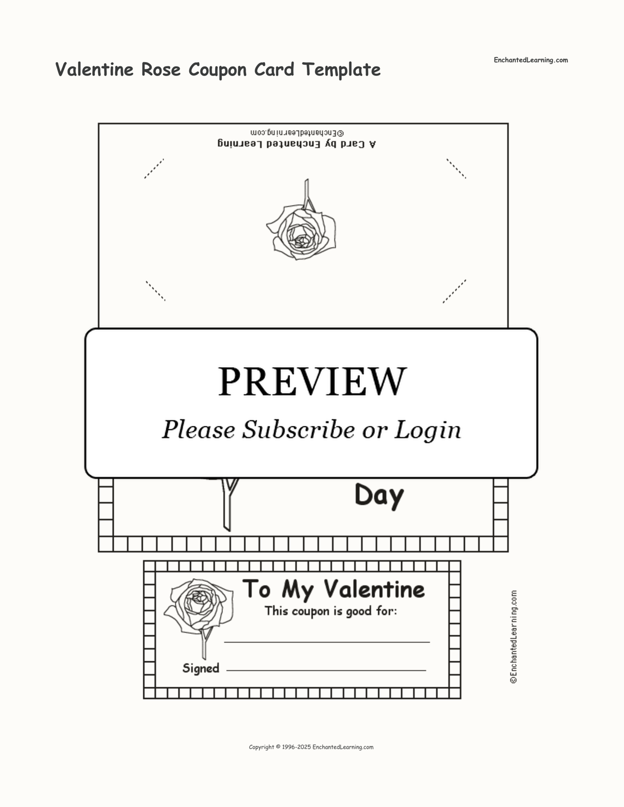 Valentine Rose Coupon Card Template interactive printout page 1