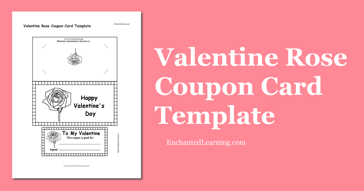 Valentine Rose Coupon Card Template Enchanted Learning