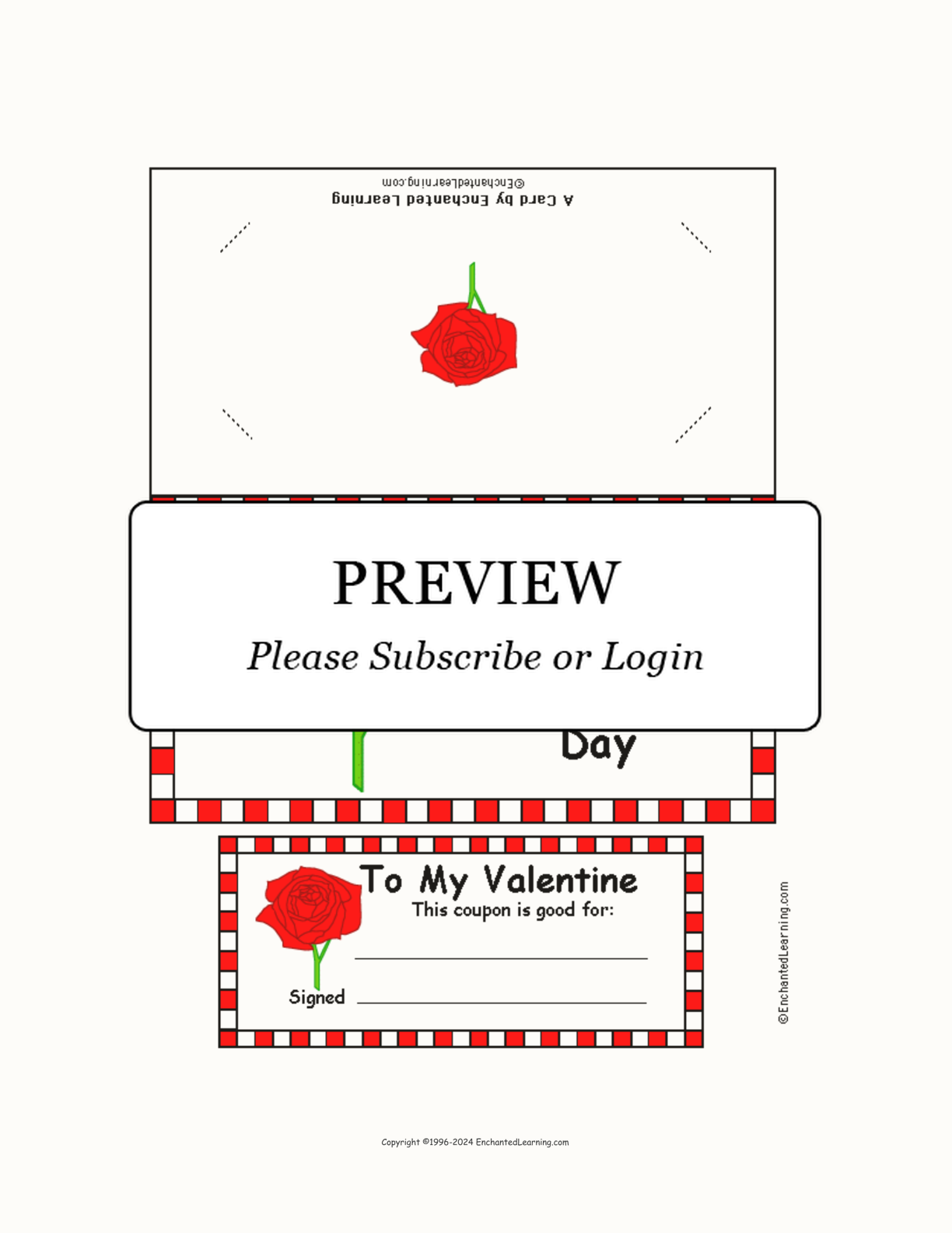 Valentine Rose Coupon Card Template (Color) interactive printout page 1