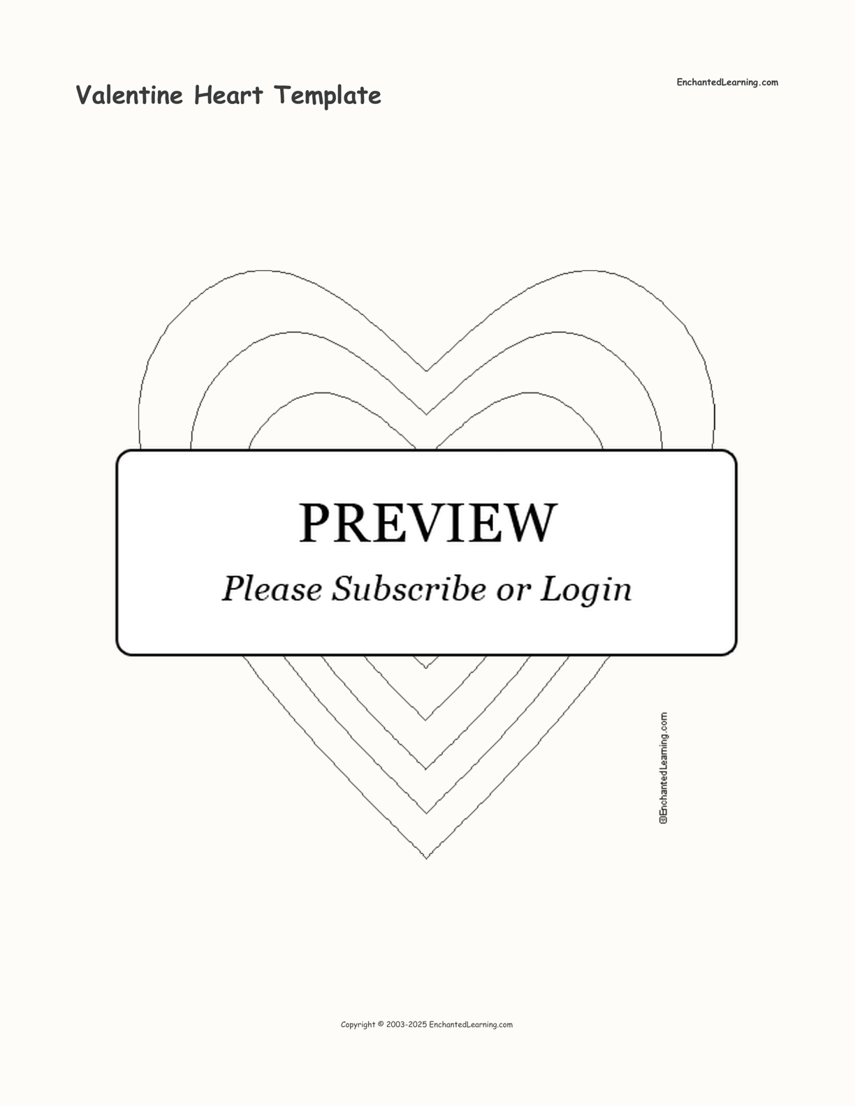 Valentine Heart Template interactive printout page 1