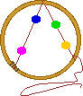 Continue wrapping the twine and beads around the hoop.