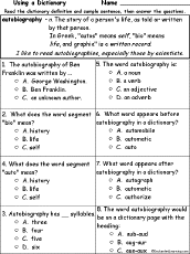 Search result: 'Autobiography Definition - Multiple choice comprehension quiz'