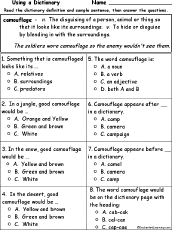 Search result: 'Camouflage Definition - Multiple choice comprehension quiz'