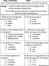 Courage Definition Multiple-Choice Comprehension Quiz