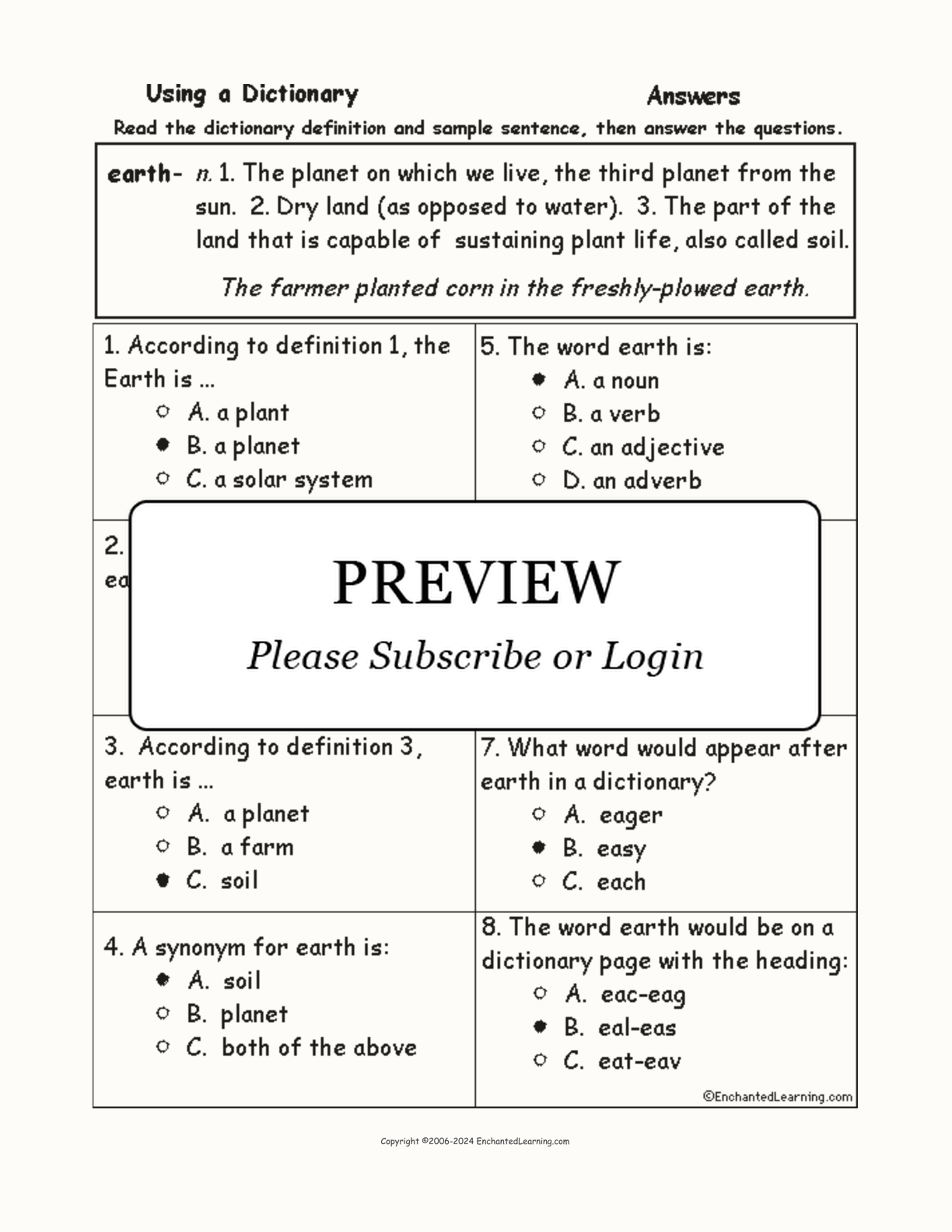 Earth Definition Quiz interactive worksheet page 2