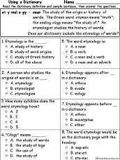 etymology quiz enchantedlearning worksheets multiple choice definition comprehension worksheet pdf latin greek roots dictionary mid 2008 april site questions mc