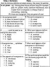 Search result: 'Evergreen Definition - Multiple choice comprehension quiz'