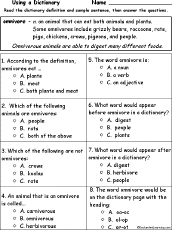 Search result: 'Omnivore Definition - Multiple choice comprehension quiz'