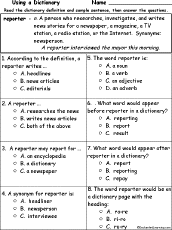 Search result: 'Reporter Definition - Multiple choice comprehension quiz'