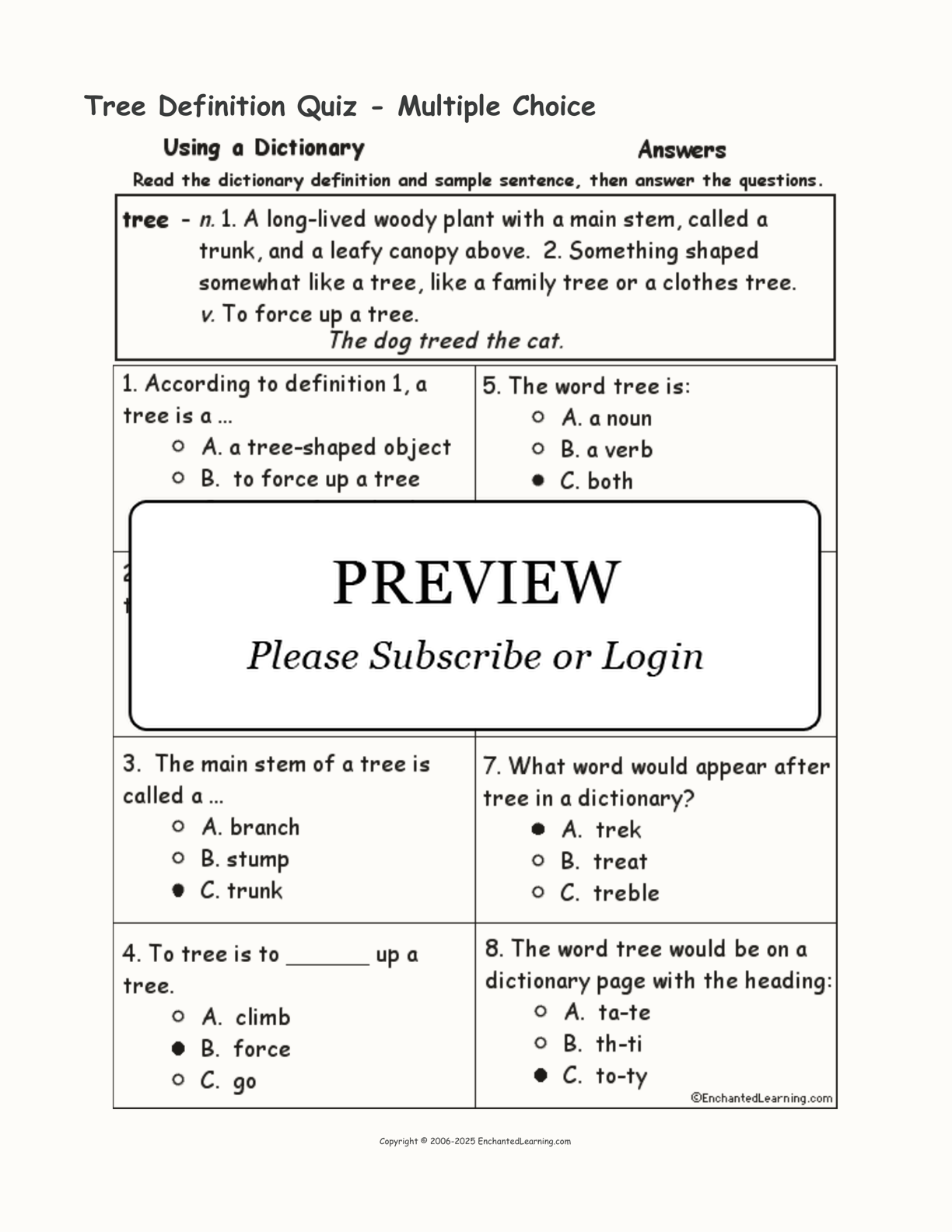 Tree Definition Quiz - Multiple Choice interactive worksheet page 2