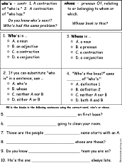 Search result: 'Who's/Whose Definitions - Comprehension Quiz'