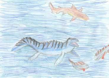 tylosaurus with a shark