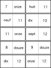 Search result: 'French Number Dominoes 7 to 13, A Printable Game: Cards #2'