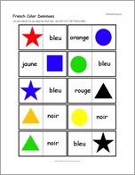 French Color Dominoes, A Printable Game: Cards #2