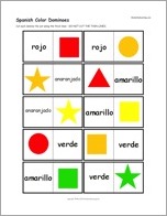 Spanish Color Dominoes, A Printable Game: Cards #1
