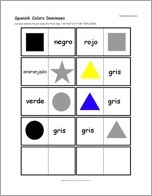 Spanish Color Dominoes, A Printable Game: Cards #3