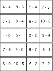 Search result: 'Subtraction Dominoes, A Printable Game: Cards #2'
