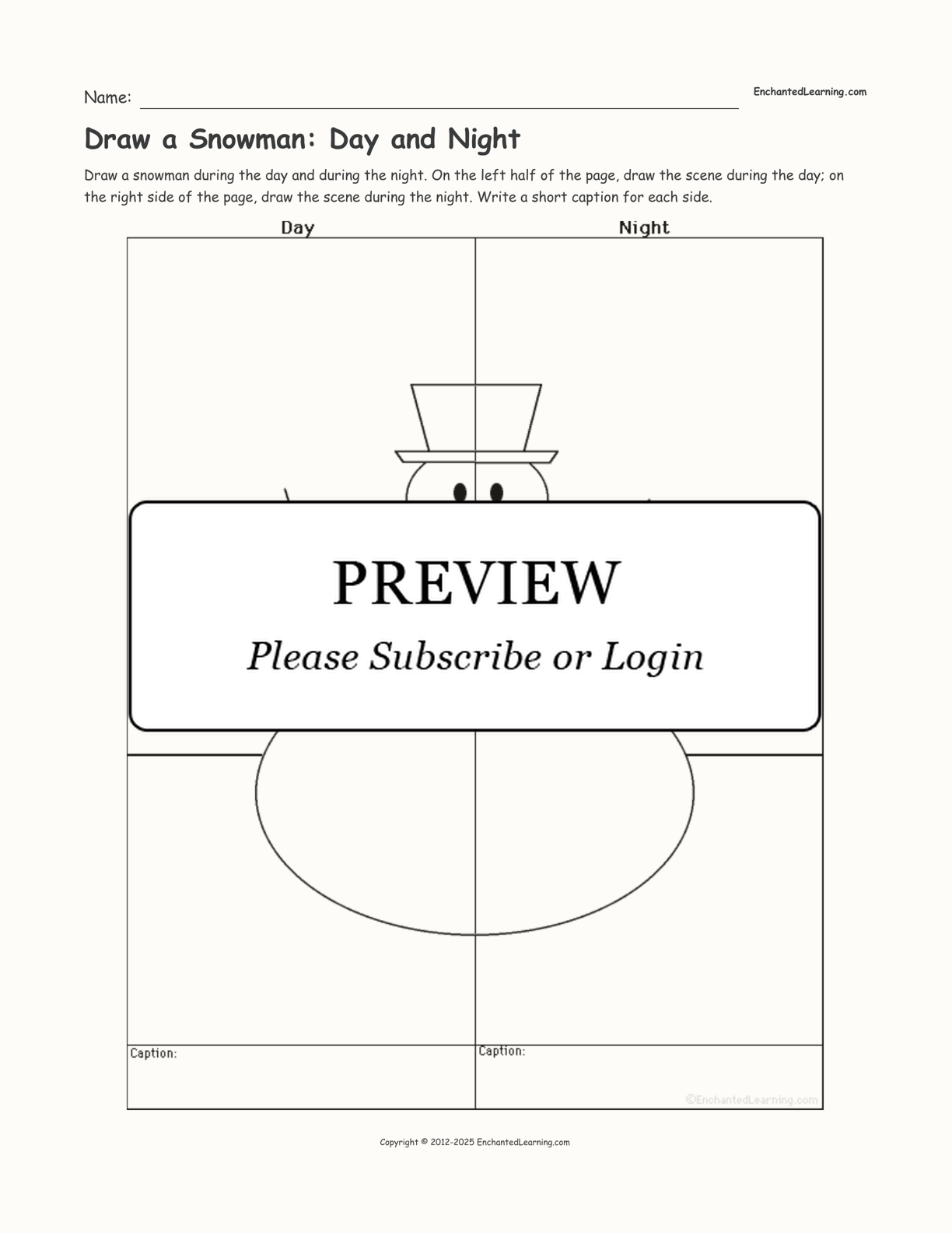 Draw a Snowman: Day and Night interactive worksheet page 1